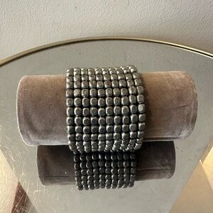 Chunky Hematite Beaded Stretch Bracelet - Women Accessories